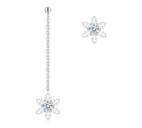 Hasnsofie Boucles d'oreilles pendantes de Noël en argent sterling 925 avec flocon de neige pour femme - Hypoallergéniques - Longues boucles d'oreilles pendantes avec zircone cubique - Pour le jour de