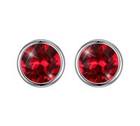 Hasnsofie Clous/Puces d'oreilles en Argent Sterling 925 avec Cristaux, Boucles d'oreilles Rondes hypoallergéniques pour Femmes Filles Hommes, Diamètre 8mm Choix de Différentes couleurs