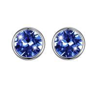 Hasnsofie Clous/Puces d'oreilles en Argent Sterling 925 avec Cristaux, Boucles d'oreilles Rondes hypoallergéniques pour Femmes Filles Hommes, Diamètre 8mm Choix de Différentes couleurs