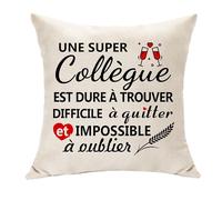 Hasodeo Cadeau Collègue Femme Housse de Coussin Coussin Décoratif Idée Cadeau Original Départ en Retraite Collègue Amie pour Anniversaire Noël Cadeaux d'adieu pour Collègues (Super Collègue)