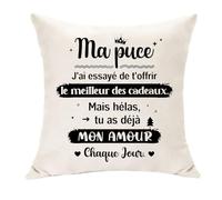 Hasodeo Cadeau Ma Puce Fille Cadeau d'anniversaire Noël Housses de Coussin | Ma Puce Tu As Déjà Mon Amour Chaque Jour Drôle Cadeau pour Ma Fille Femme Decoration Maison Moderne pour Salon Canapé Lit