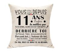 Hasodeo Cadeau pour 11 Ans Fille Housse de Coussin Cadeau d'anniversaire pour Garçon de 11 Ans Vous Été Aimé Depuis 11 Ans décoration pour Famille Ami Pote Coussin Souvenir 45 x 45 (11)