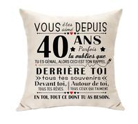 Hasodeo Cadeau pour 40 Ans Femme Housse de Coussin Cadeau d'anniversaire pour Homme de 40 Ans Vous Été Aimé Depuis 40 Ans Décoration pour Famille Ami Pote Coussin Souvenir 45 x 45 (40)