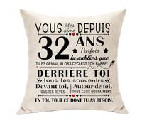 Hasodeo Cadeaux 32 Ans Anniversaire Décoration Cadeaux d'anniversaire Housse de Coussin Vous Été Aimé Depuis 32 Ans pour Petite Ami Épouse Petite Amie Fiancee Valentins Cadeaux d'anniversaire (32)