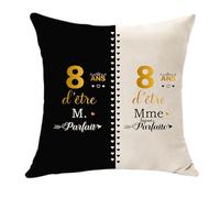 Hasodeo Cadeaux 8 Ans Anniversaire de Mariage pour Couples - M. Parfait et Mme Toujours Parfaite - Original Cadeaux pour 8ème de Mariage Anniversaire Housse de Coussin Décoration Keepsake (8)