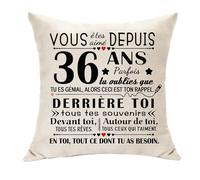Hasodeo Cadeaux d'anniversaire pour Femmes de 36 Ans Vous Été Aimé Depuis 36ème Décoration d'anniversaire Housse de Coussin pour 36 Ans Famille Ami Collègue Copain Pote Coussin Souvenir 45 x 45 (36)