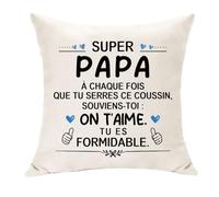 Hasodeo Cadeaux pour Papa PèreHousses de Coussin 45x45 cm Beige | Super Papa On T’aime Tu Es Formidable Père Idée Cadeau Fête des Pères Anniversaire Noël Décoratives Maison Salon Chambre