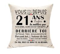 Hasodeo Housse de Coussin Anniversaire 21 Ans Cadeau pour Femme Hommes Idée Décoration Cadeau Noel Ami Collègue Copain Pote Famille Joyeux 21ème Anniversaire Fete Décoration (21)