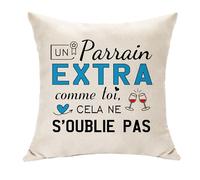 Hasodeo Un Parrain Extra Comme Toi - Housse de Coussin Décoratif 45x45 - Cadeau Original pour Baptême Religieux