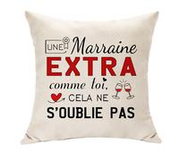 Hasodeo Une Marraine Extra comme Toi, Cadeau Housse de Coussin 45x45, Coussin Décoratif Merci pour Marraine Baptême