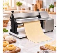 HASORVLUK 400 mm Laminoir à Pâte de Table, Électrique 250 W | Épaisseur finale de 0,2 à 4 mm, structure inox 304 et deux molettes à régler ensemble pour pizza et pâtisserie