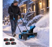 HASORVLUK Souffleuse à Neige sans Fil Projection 7,6 m pour Allées 4Bat | Deux batteries 20V 2,0Ah alimentent le système 40V; kit 2 ou 4 batteries avec un chargeur, pour surfaces pavées
