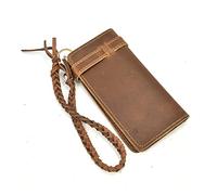 Hasp Vintage Grande capacité Cheval en Cuir véritable Homme Porte-Monnaie à Deux Volets chaîne de Portefeuille d'embrayage (Color : A Size : One Size)