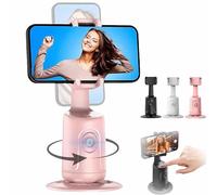 Hassignment Smart AI Facial Recognition Phone Tripod, Auto Face Tracking Tripods 360 Rotation, Rechargeable Smart Shooting Stand with Remote and Gesture Control, No App Needed (Pink, Only Gimbal)