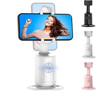 Hassignment Smart AI Reconnaissance faciale Trépied du téléphone, Suivi Automatique du Visage et bâton de Selfie Rotatif à 360 °, Support de téléphone Rechargeable, Support de caméra (White)