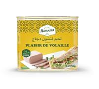 HASSNA - Plaisir de Volaille 340g HALAL - Mortadelle de volaille HALAL - Chicken Luncheon meat - Fabriqué en France - Longue Conservation