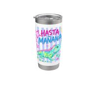 Hasta Manana Iguana Preppy Stripe Teacher School Gobelet isotherme en acier inoxydable double paroi
