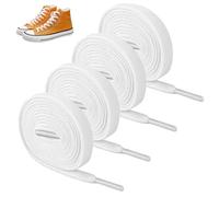 Hastazi 2 Paires Lacets Chaussures Plat, Lacets Plats de 10mm pour Baskets, Converse Haute, et Chaussures de Ville - Polyester de Qualité, Blanc, Adaptés à Tous Types de Chaussures, 100cm, Élasticité