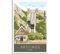 Hastings Sussex East Cliff Lift Art Imprimer Vintage Rétro Mur Art Toile Affiche Accueil Décoration Chambre Décoration Sans cadre 30x45cm