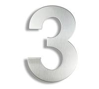 HASWARE 304 acier inoxydable moderne numéro de maison revêtement en poudre noire élégant porte Alphabet Plaque rue décor à la maison (3, 6 Inch Silver)