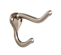 HASWARE 6 PCS Double Prong Robe Hook, Dual Coat Hooks Wall Mounted Hooks Robe Hooks Hangers Heavy Duty with 12 Pieces Screws for Home Coats Hat Clothes Hanger Towel Keys (Satin Nickel)