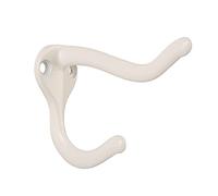 HASWARE 6 PCS Double Prong Robe Hook, Dual Coat Hooks Wall Mounted Hooks Robe Hooks Hangers Heavy Duty with 12 Pieces Screws for Home Coats Hat Clothes Hanger Towel Keys (White)