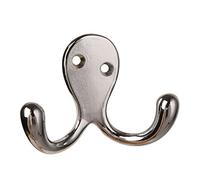 HASWARE 6 PCS Double Prong Robe Hook, Dual Coat Hooks with 12 Pieces Screws Wall Mounted Hooks Robe Hooks Hangers Heavy Duty for Hanging Hat Tie Clothes Coats Towel Keys for Bedroom Bathroom (Chrome)