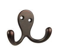 HASWARE 6 PCS Double Prong Robe Hook, Dual Coat Hooks with 12 Pieces Screws Wall Mounted Robe Hooks Hangers Heavy Duty for Hanging Hat Tie Clothes Coats Towel Keys for Bedroom (Oil-Rubbed Bronze)