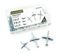 HASWARE Boulon à bascule 29 pièces en acier zingué 1/8", 3/16", 1/4" et kit d'assortiment d'écrous à ailettes pour suspendre des objets lourds sur des cloisons sèches.