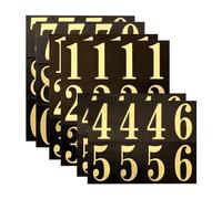 HASWARE Numéros de boîte aux lettres : 6 feuilles d'autocollants numériques - imperméables et autocollants pour adresse, panneau, porte(2" Or&Noir 64 Pièces)