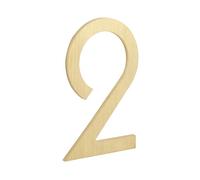 HASWARE Numéros de maison en laiton massif de 7,6 cm, numéros d'adresse modernes avec points adhésifs, sans perçage, autocollants pour maison, mur, boîte aux lettres, appartement (laiton, 2)