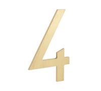 HASWARE Numéros de maison en laiton massif de 7,6 cm, numéros d'adresse modernes avec points adhésifs, sans perçage, autocollants pour maison, mur, boîte aux lettres, appartement (laiton, 4)