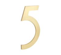 HASWARE Numéros de maison en laiton massif de 7,6 cm, numéros d'adresse modernes avec points adhésifs, sans perçage, autocollants pour maison, mur, boîte aux lettres, appartement (laiton, 5)