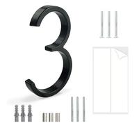 HASWARE Panneau De NuméRo De Maison Flottant: 5 Pouce (12cm) Signalisation De Porte Moderne - Frappant Pour Les Chiffres D'Adresse De Rue (3, Noir)