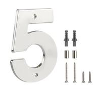 HASWARE Panneau Numéro de Maison Flottant pour la Maison - 5 Pouces Moderne, Nombreux, Installation DIY Facile pour Poteau et Rue (Argent, 5)