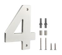 HASWARE Panneau Numéro de Maison Flottant pour la Maison - 5 Pouces Moderne, Nombreux, Installation DIY Facile pour Poteau et Rue (Argent, 4)