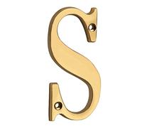 HASWARE Plaque De NuméRo De Maison 10 cm, Finition Laiton Poli, Design Moderne Courbé éLéGant, Chiffre D'Adresse Pour Porte Rue Maison (S, Laiton)