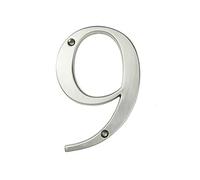 HASWARE Plaque de numéro de maison 4 pouces (10 cm) Numéros de porte modernes Plaque de signalisation Numéros d'adresse de la maison en alliage de zinc (9, Argenté)