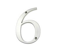 HASWARE Plaque de numéro de maison 4 pouces (10 cm) Numéros de porte modernes Plaque de signalisation Numéros d'adresse de la maison en alliage de zinc (6, Argenté)