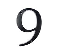 HASWARE Plaque de numéro de maison 4 pouces (10 cm) Numéros de porte modernes Plaque de signalisation Numéros d'adresse de la maison en alliage de zinc (9, Noir)