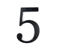 HASWARE Plaque de numéro de maison 4 pouces (10 cm) Numéros de porte modernes Plaque de signalisation Numéros d'adresse de la maison en alliage de zinc (5, Noir)