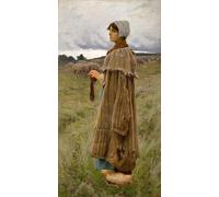 HASWEX Portrait Tableaux Nordique Peinture Tableaux en Toile Bergère dans les champs Charles Sprague Pearce Pour la Décoration de la Chambre à Coucher60x90cm