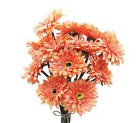HASWITDA Lot de 12 gerbera artificielles à tige unique en plastique et soie pour décoration extérieure, intérieur, jardin, bureau, hôtel, fête de mariage Orange