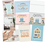 Hat Acrobat New Home Lot de 24 cartes de félicitations uniques pour pendaison de crémaillère avec enveloppes, bleu et blanc, unisexe pour adultes