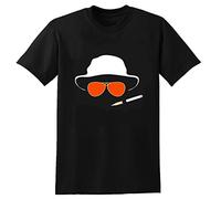 Hat and Glasses Tees with Fear and Loathing in Las Vegas Unisex 100% Cotton Short-Sleeve T-Shirts Black XXL