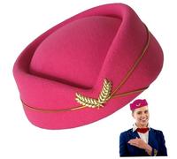 Hat d'agent de bord Costume avec une hôtesse de l'air Rosy Costume a ressenti un d'agent bord pour Halloween Party Cosplay & Performance S, chapeaux pour adultes