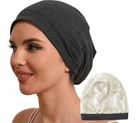 Hat Hut Bonnet de Nuit 100% Soie de Mûrier pour Cheveux Bouclés, Bonnet Souple de 19MM Soie pour Dormir Femme Homme (FR/ES, Alpha/Lettres, Taille Unique, Vert)