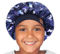 Hat Hut Bonnet de Sommeil en Satin pour Enfants - Nuit en Satin de Soie pour Cheveux Bouclés - Réglable en Soie pour Bébé (FR/ES, Alpha/Lettres, Taille Unique, Licorne 1)