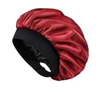 Hat Hut Bonnet Satin Soie Cheveux Nuit pour Femme Homme - Bonnet pour Cheveux Bouclés Naturels - Large Bande réglable - Double Couche (FR/ES, Alpha/Lettres, Taille Unique, Bordeaux)