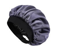 Hat Hut Bonnet Satin Soie Cheveux Nuit pour Femme Homme - Bonnet pour Cheveux Bouclés Naturels - Large Bande réglable - Double Couche (FR/ES, Alpha/Lettres, Taille Unique, Gris Foncé)